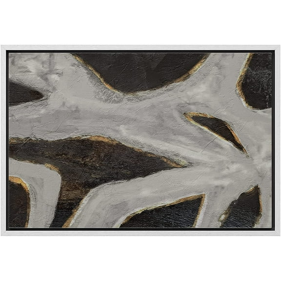 wall26 Framed Canvas Print Wall Art Pastel Geometric White Black Paint Strokes Abstract Shapes Illustrations Modern Art Decorative Contemporary for Living Room, Bedroom, Office - 24x36 White