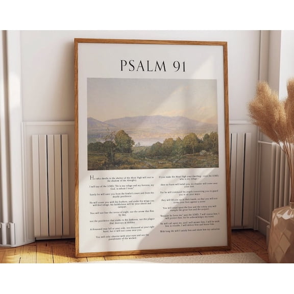 Psalm 91 Bible Verse Inspirational Scripture Wall Art, Unframed Paper Poster 8x10in