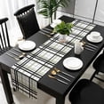 thumbnail image 3 of Sage Green Black Plaid Table Runner 48 Inches Long, Farmhouse Green Black Checkered Kitchen Coffee Dining Table Decoration for Home Party Birthday Wedding Home Decor 13x48 Inches, 3 of 8