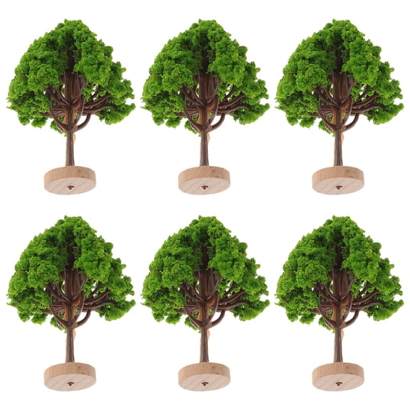OUNONA 6pcs Miniature Street Trees Realistic Plastic Model Plants for Architecture Sand Table Mini Fake Tree with Base for Dollhouse Fairy Garden Craft Projects