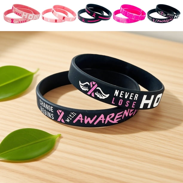 Pulsera de silicona con lazo rosa para la concientización sobre enfermedades mamarias, pulsera de apoyo para la salud femenina, 1 unidad, 6,4 x 6,4 cm JASKFLY