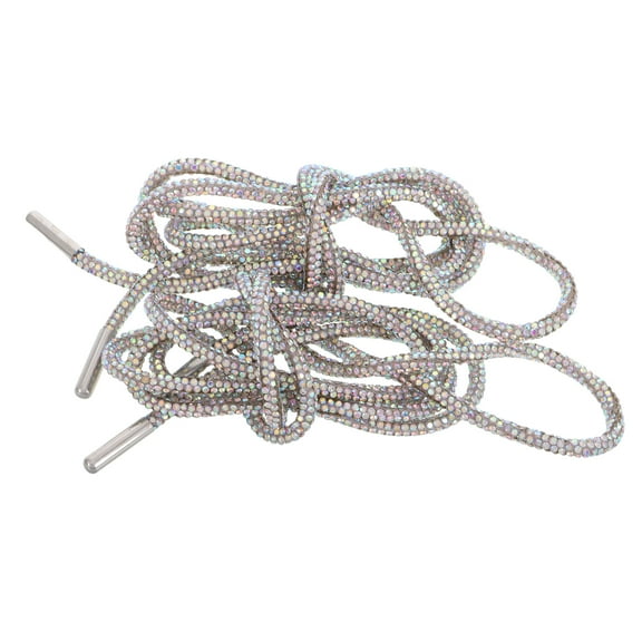 2pcs Rhinestone Glitter Shoe Laces Crystal Round Rope Bling Hoodie String 120cm Shiny Drawstring Cords for Sweatpants DIY Sewing Craft Accessories