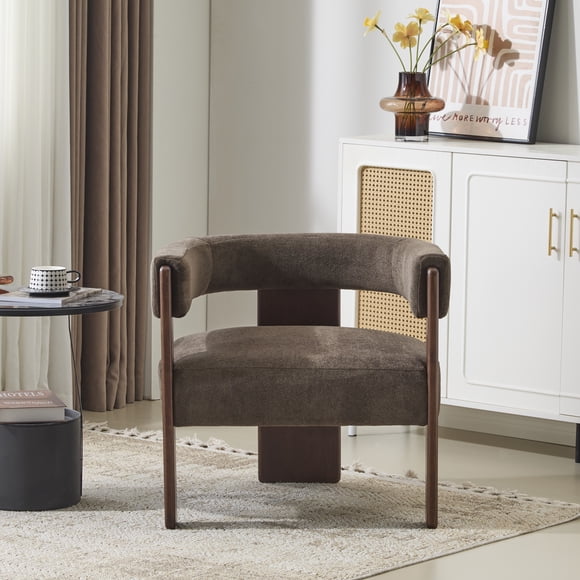 Noble House Modern Velvet Upholstered Accent Arm chair,Dark Brown