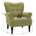 thumbnail image 2 of Gymax Modern Accent Chair w/ Tufted Backrest & Rubber Wood Legs Avocado Green, 2 of 7