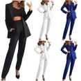 thumbnail image 1 of Tidyack , en Solde, Hauts Décontractés pour Femmes à Col Rabattu, Ensemble Sans Manches, Ensemble 3 Pcs à Manches Longues, Pantalon Long, Usage Quotidien, Style de Rue, Mélange de Coton Doux / 95 % Polyester, 5 % Spandex, Noir, 1 of 9