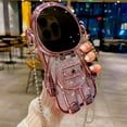 thumbnail image 3 of Astronaut iPhone 14 Pro Max Case, Cute Bling Plating 6D Astronaut Lens Camera Protection Phone Case with Strap for Women Girls Boys, Hidden Stand Shockproof Protective Clear Case (Pink), 3 of 12