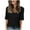 A-Black248, variant on Women's Tshirts V-Neck Elbow-Length Summer Tops Loose Fit Solid Color Minimalist Versatile Casual Commute Tee Tops
