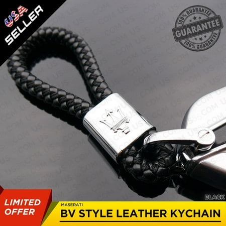 - Black Calf Leather Alloy For Maserati Keychain Gift Decoration Accessories