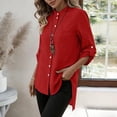 thumbnail image 5 of YanHoo Womens Button Down Shirts Trendy Roll Up Long Sleeve Shirt Loose Dressy Casual Tops Going Out Work Blouses, 5 of 8