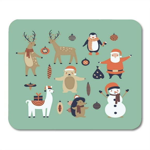 NUDECOR Funny Santa Claus Snowman Deers Lama Bears Mousepad Mouse Pad Mouse Mat 9x10 inch