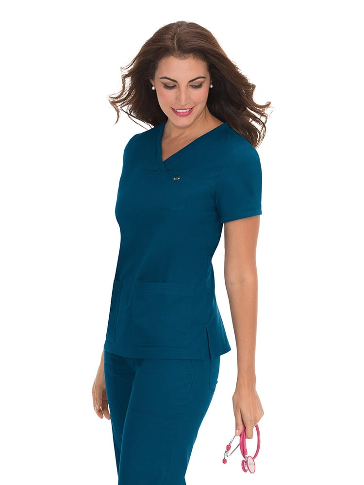 koi Classics Women's Nicole Crossover VNeck Solid Scrub Top