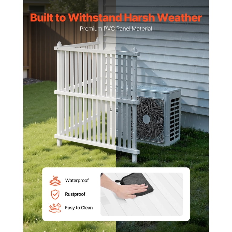 KFFKFF Vinyl Privacy Screen Fence, 2 Panels with Ground Stakes, White photo 5