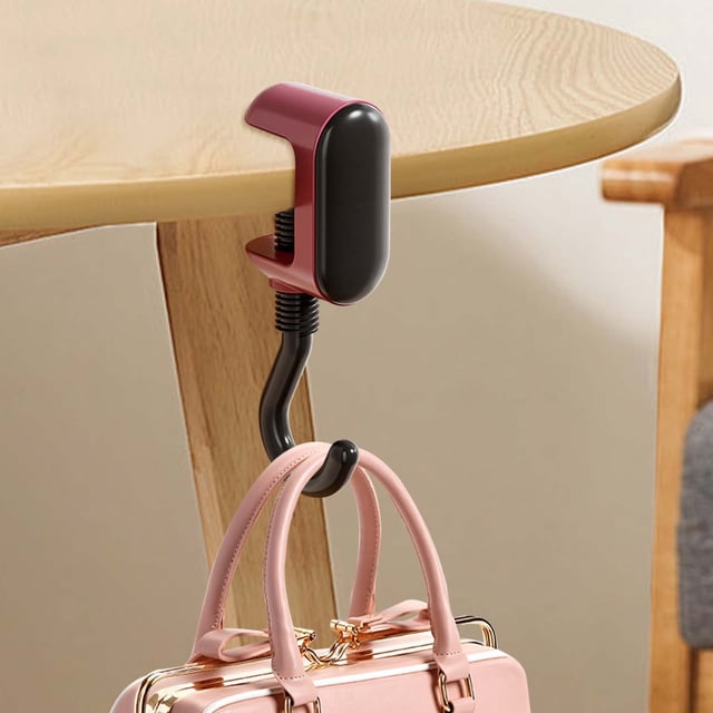 Desk Side Hook for Bag Storage, No Drill Installation, Plastic Mounting Clip, 1-Pack