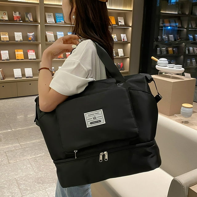 Bolsa de viaje grande, bolsa expandible para gimnasio, equipaje de mano para mujer con funda para carrito, bolsillo impermeable, bolsas de lona de viaje, contenedores de almacenamiento de viaje