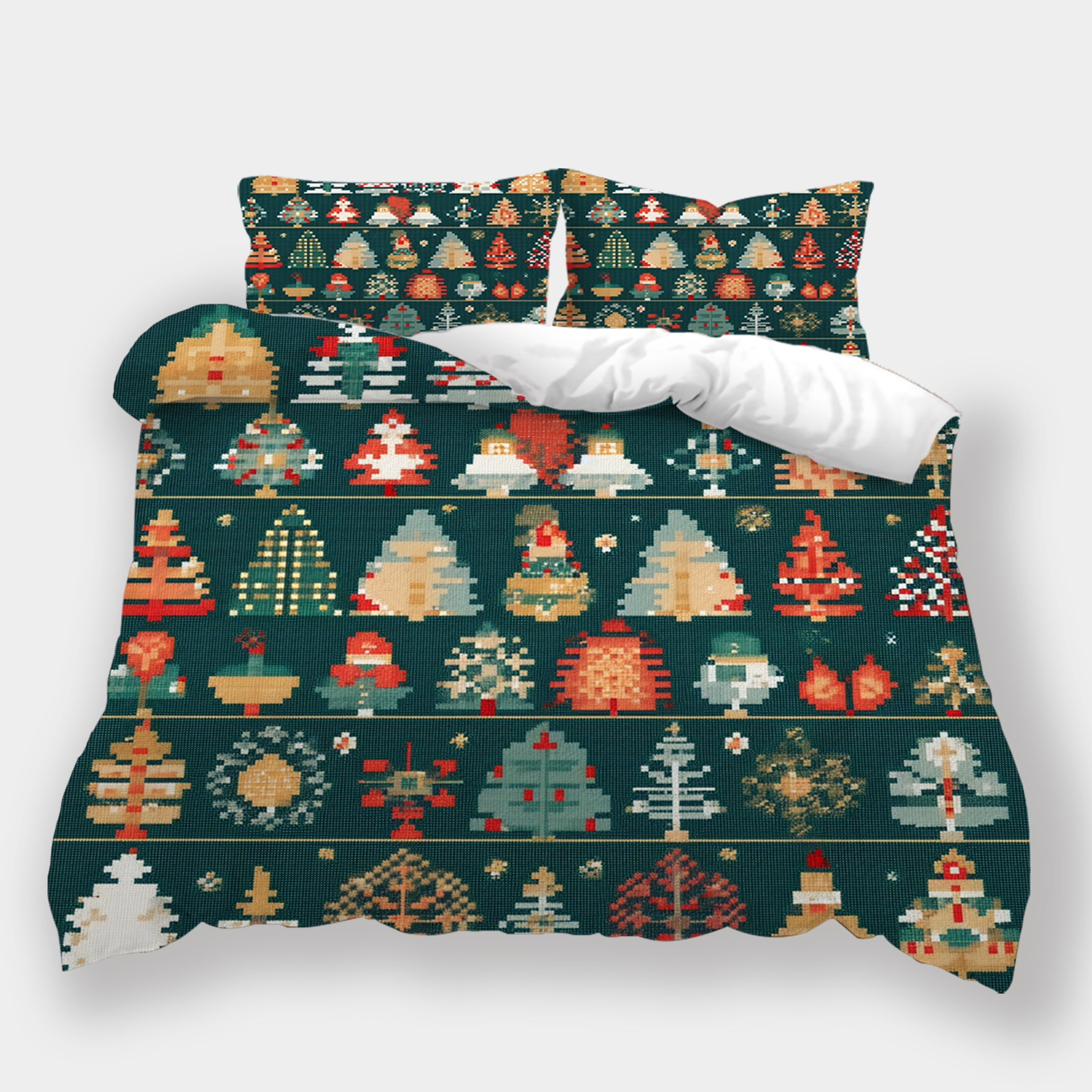 3D Bed Covers Quit Suit Cartoon Trees Bedspreads Christmas Green