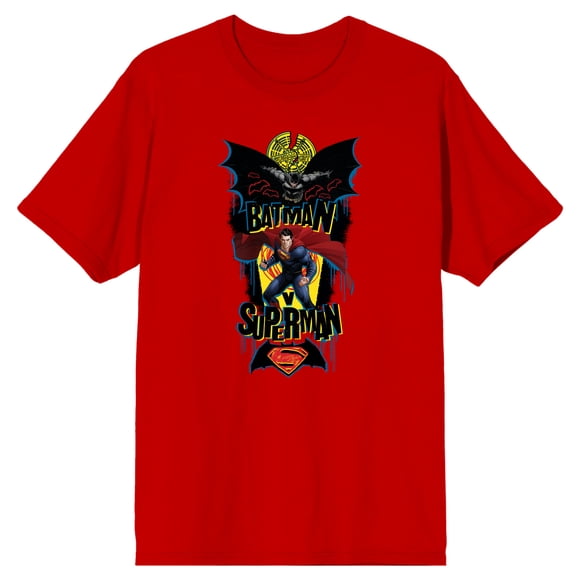 Batman V Superman Dawn of Justice Man Characters Red Men's T-Shirt-Large