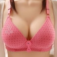 thumbnail image 2 of Womens Bras No Underwire Full Coverage Gathering Breathable Comfort Soft Adjustable Everyday Bras Watermelon Red L, 2 of 3
