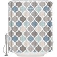 thumbnail image 3 of Shower Curtain Waterproof Polyester Fabric Shower Curtain Set with Hooks, Retro Blue Moroccan Geometric Pattern Privacy Shower Curtains for Bathroom Showers, Stalls and Bathtubs, 72x72 Inches, 3 of 6