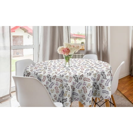 

Botanical Round Tablecloth Shell Form Branches Doodle Abstract Simplistic Print on Plain Backdrop Circle Table Cloth Cover for Dining Room Kitchen Decor 60 Champagne Multicolor by Ambesonne