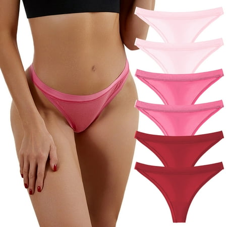 OVINYER Underpants Patchwork Underwear Panties Bikini Solid Color Womens Briefs Knickers Christmas Gift 6-Pack Cotton Panties For Womens Comfort Panty