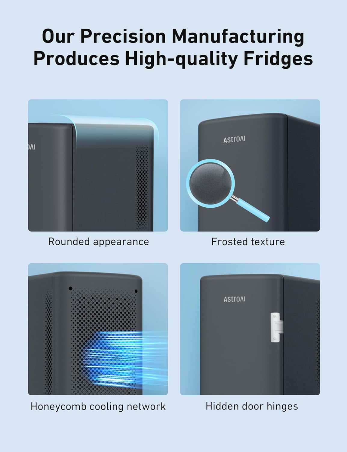 Mini Fridge 2.0 Gen - 6L Portable Thermoelectric Cooler & Warmer for Cosmetics, Drinks, Skincare - Compact Desktop Refrigerator for Bedroom, Office, Car - Dark Grey