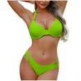 thumbnail image 2 of LEBONYARD Plus Size Two Piece Swimsuits for Women High Waist Bikini Swimwear,Women Solid Color Blackless Strap Bikini Swimsuit Green L, 2 of 8