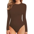 thumbnail image 1 of Xishao Body de manga larga con cuello halter y cuello redondo para mujer, Café Manga Larga, L Xishao ropa, 1 of 2