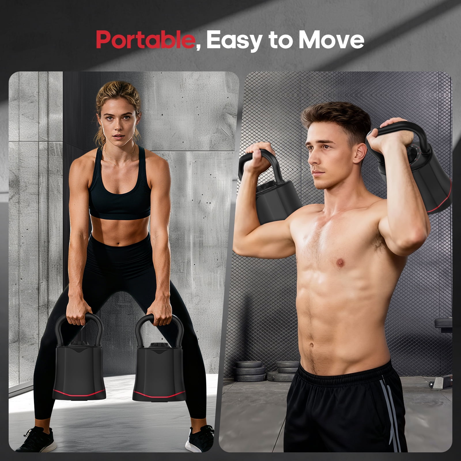 HXD-ERGO Adjustable Kettlebell, 6-in-1 Quick-Switch Kettlebell Sets (6.5-40 LBS) with Two-Way Rotation, Space Saving Kettlebells Adjustable Weight for Full Body Workouts at Home Gym