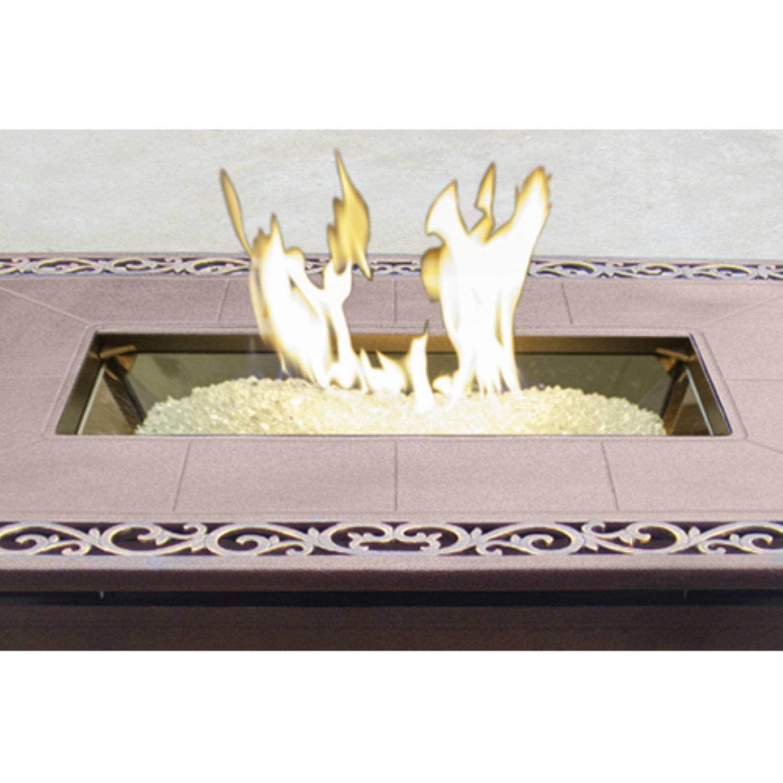 Hiland Propane Rectangular Cast Aluminum Decorative Fire Pit, Bronze