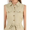thumbnail image 6 of MODA NOVA Juniors Ankle Tie Waist Workwear Button Front Sleeveless Jumpsuit, 6 of 6