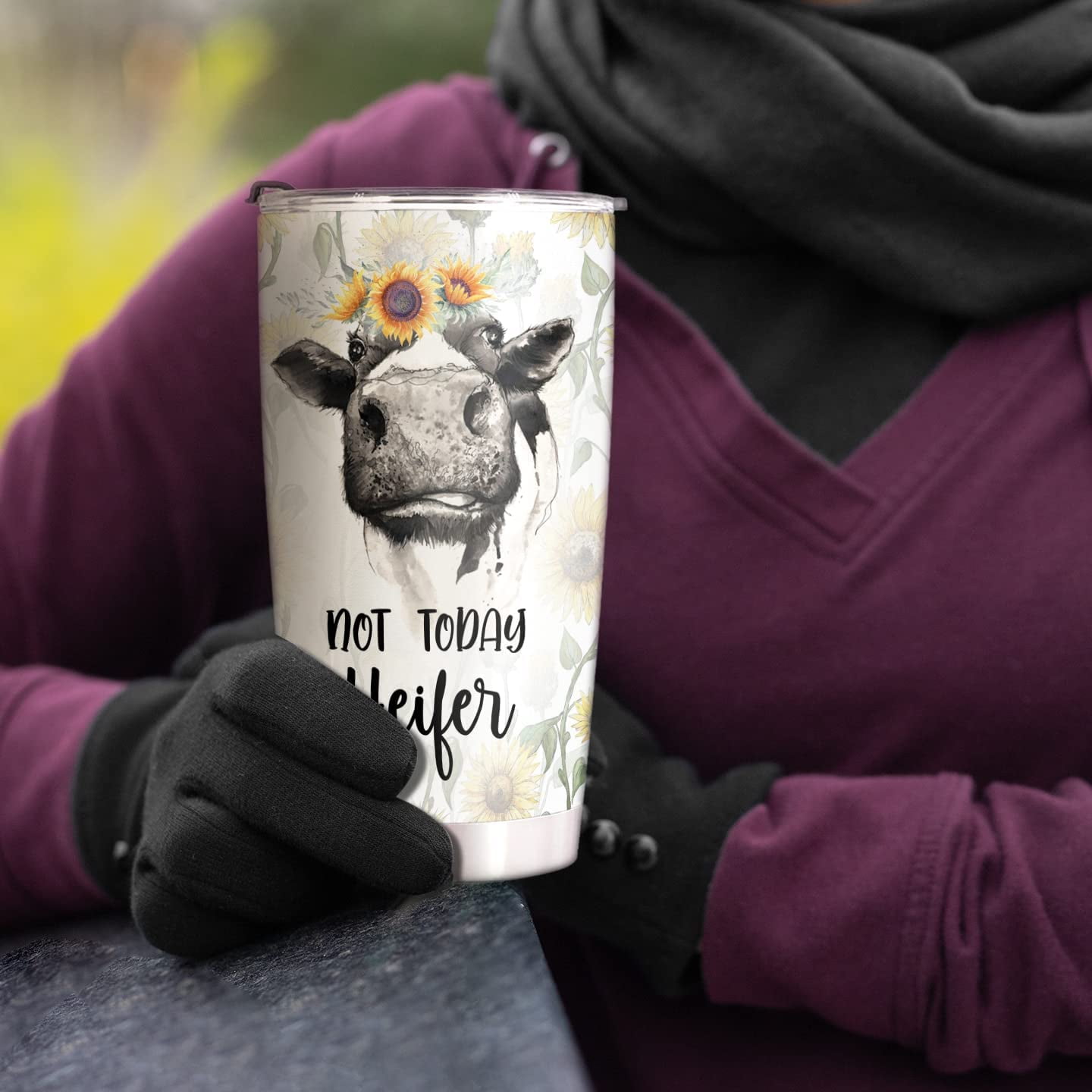 RTIC 20oz Travel Mug - Not Today Heifer - Blemished Sunflower