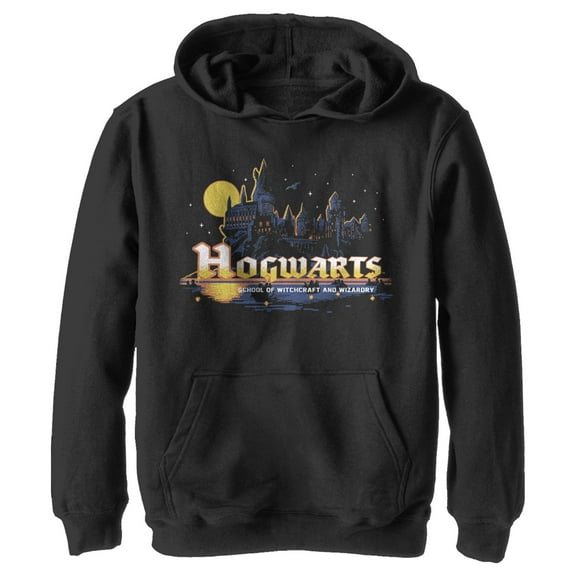 Boy's Harry Potter Hogwarts Illuminating Moon Pull Over Hoodie Black Small