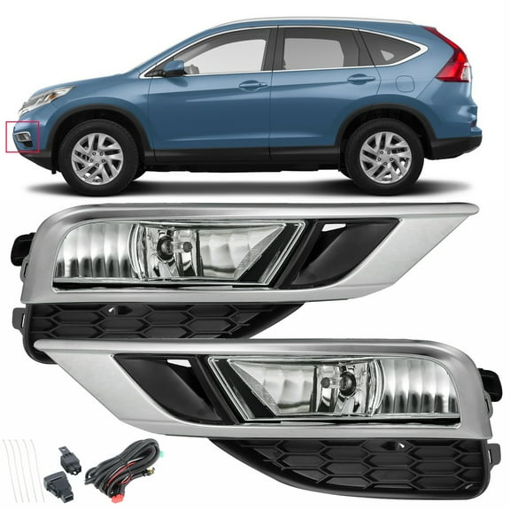 Genrics Left & Right Fog Lights Assembly Replacement for 2015 2016 Honda CRV CR-V with Bulbs   Bezels   Harness Switch Kit Driving Lamps Fog Lights