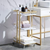 BarberPub 3 Tier Rolling Utility Cart, Storage Trolley Cart with Metal Frame for Home and Spa