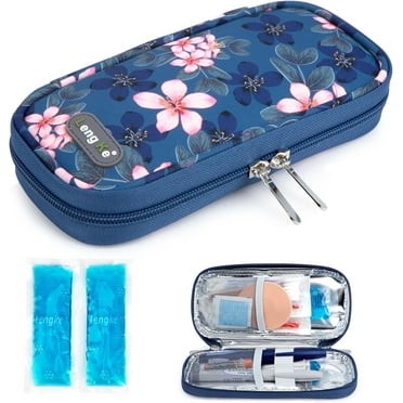 SUNMON Insulin Cooler Travel Case - Diabetic Cooler Travel Case Portable Refrigerated Medicine Travel Case for Insulin Pen and Medication Diabetic Supplies with 2 TSA Approved Ice Pack (Cymbidium)