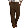 thumbnail image 2 of biudgviw Dress Pants for Men Straight Leg Casual Work Trousers Button Waist Pleated Suit Pants with Pockets for Business Office(Brown,3X-Large), 2 of 6