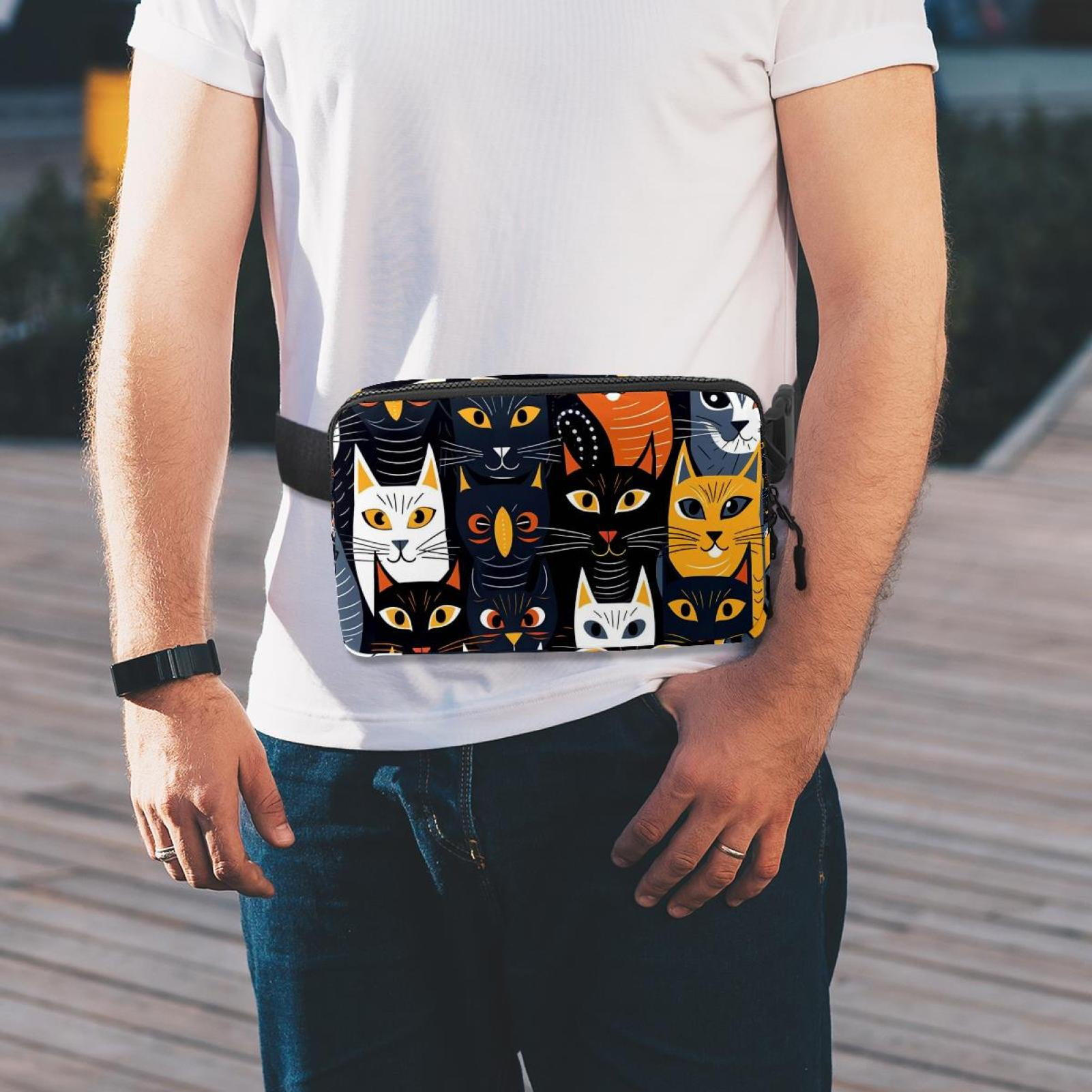 Cats Lightweight Adjustable Waist Bag Fanny Pack with Extension Strap - Unisex Fitness Running Belt