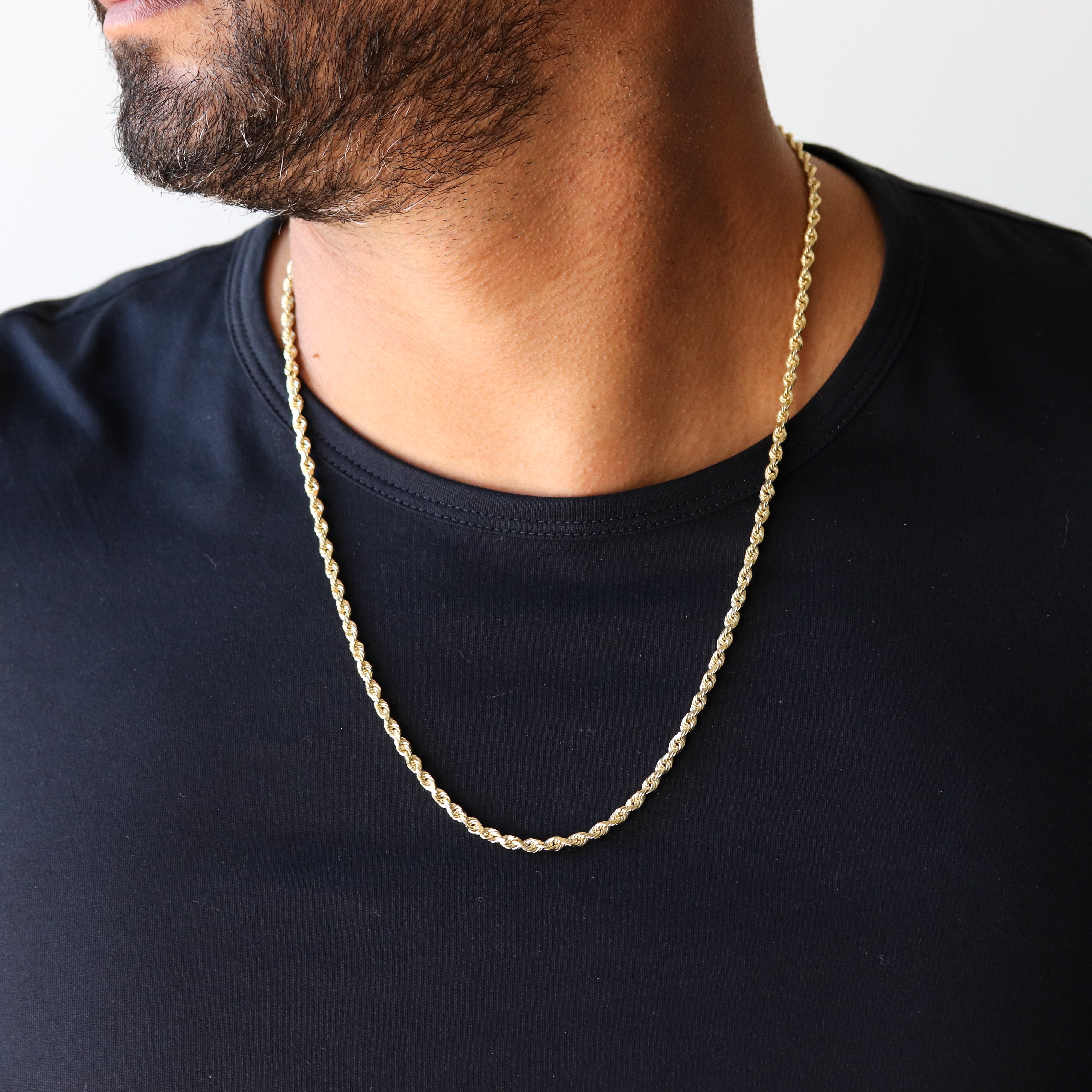 14K Solid Gold Rope Chain Necklace 2mm 16" - 24"