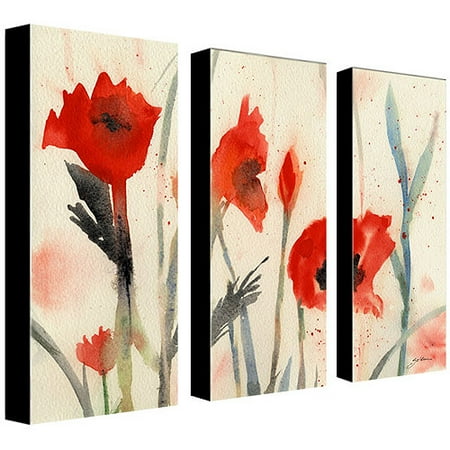 Trademark Art "Poppies" Canvas Art by Sheila Golden 3-Panel Set