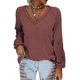 thumbnail image 4 of Tops Para Mujer Elegante Blusa Casual Camisas de Manga Larga Otoño Con Cuello en V Primavera Navidad Impreso Tees Camisa Odeerbi ODB170720, 4 of 5