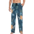 thumbnail image 4 of FREEAMG Men's Pajama Pants with Pockets Sleepwear Lounge Pants Stretch Casual Tropical Exotic Pineapple Palms Leaves, 4 of 7