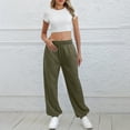 thumbnail image 2 of felwors Wide Leg Sweatpants for Women Fleece High Waist Joggers with Pockets Lightweight Comfy Drawstring Sweat Pants (AG, L), 2 of 8