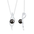 thumbnail image 3 of Rosec Jewels Natural Tahitian Pearl Leaf Pendant Necklace for Women (10 mm, with chain), 925 Sterling Silver, 3 of 7