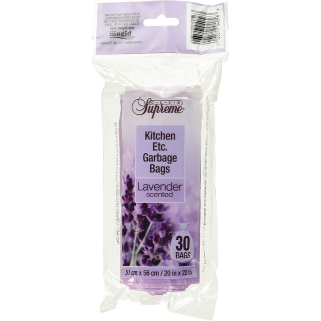 Club Supreme Lavender Scented Garbage Bags - Small Trash Bags Kitchen Etc 30 Units - 51 X 56 Cm/20 X 22 In