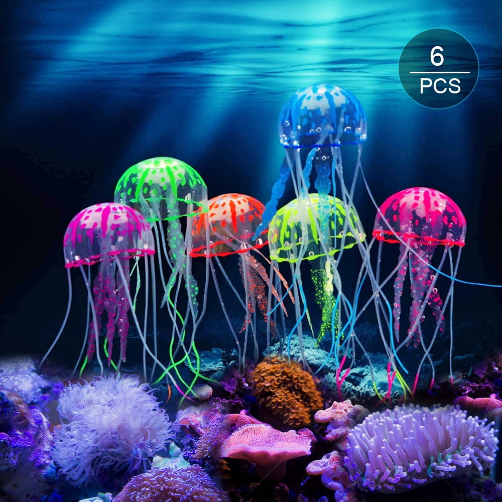 Silicone Jellyfish Aquarium Decoration Artificial Glowing Effect Fish Tank Decor 