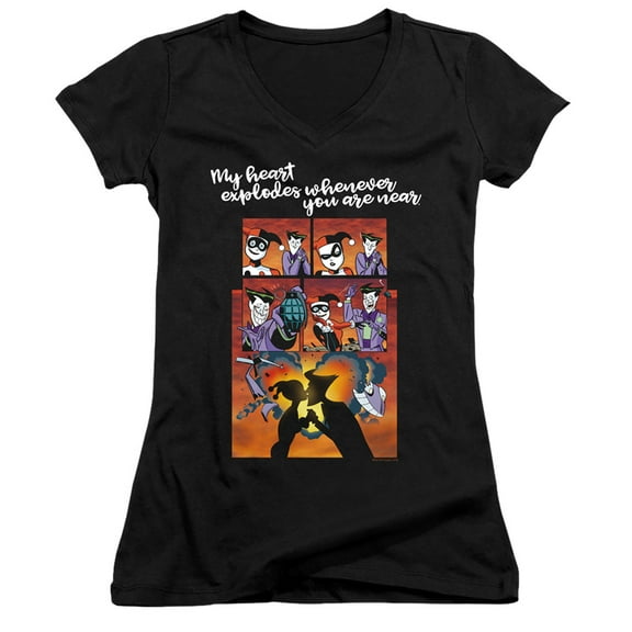 Batman Explode Junior Women's T-Shirt V-Neck Black