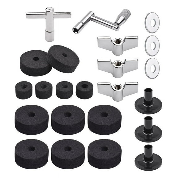 23Pcs Cymbal Replacement Accessories Drum Parts with Stand Felts Felt Pads Include Wing Nuts Washers