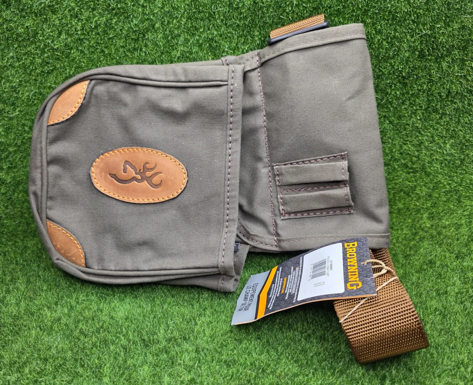 Browning Lona Shell Pouch Canvas/Leather Trim Flint Brown