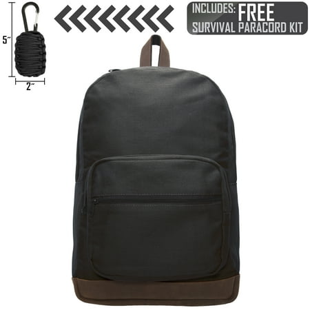 Teardrop Backpack with Leather Bottom Accents, with FREE Paracord Survival