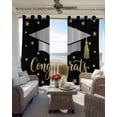 thumbnail image 3 of Black Stars Graduation Blackout Curtains for Bedroom, Thermal Insulated Drapes, Yellow White Star Modern Art Black Out Curtains 63 Inch Long Room Darkening Kitchen Curtains 42"x63" 2 Panels, 3 of 8